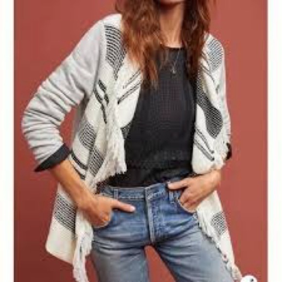 Dolan Left Coast Anthropologie Sonia Fringe Cardigan Womens Medium Striped Boho - Picture 1 of 9